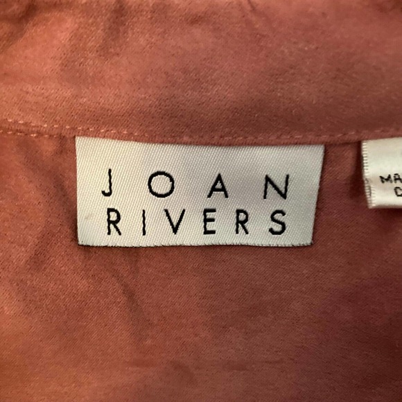 Joan‎ Rivers Shirt Womens Sz S Pink Microsuede Button Up Collared Blouse - Picture 8 of 13